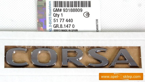 Emblemat napis "CORSA" - Corsa D tył - 5177440 OPEL - GM