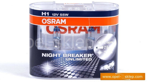 Komplet żarówek reflektorowych H1 - NIGHT BREAKER UNLIMITED +110% - OSRAM